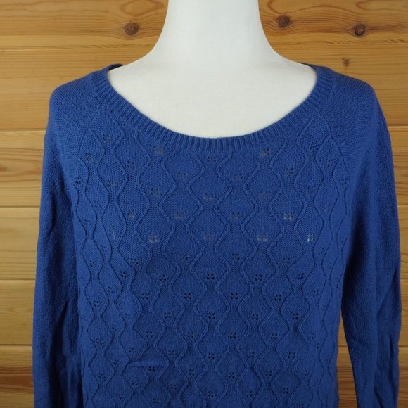 Loft Blue Knit‎ Scalloped Hem Sweater Size Medium - Picture 2 of 7